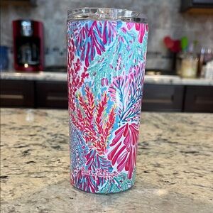 Lilly Pulitzer Pink and Blue Tropical Tumbler NWOT